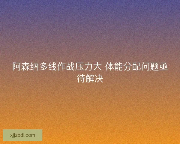 阿森纳多线作战压力大 体能分配问题亟待解决