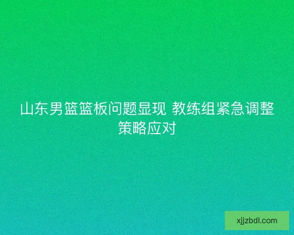 山东男篮篮板问题显现 教练组紧急调整策略应对
